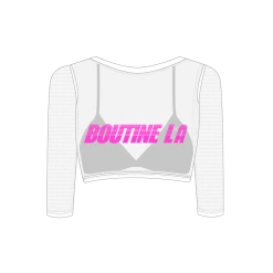 Boutine LA ACTIVEWEAR Mesh Crop Cover Up W/ Logo Print