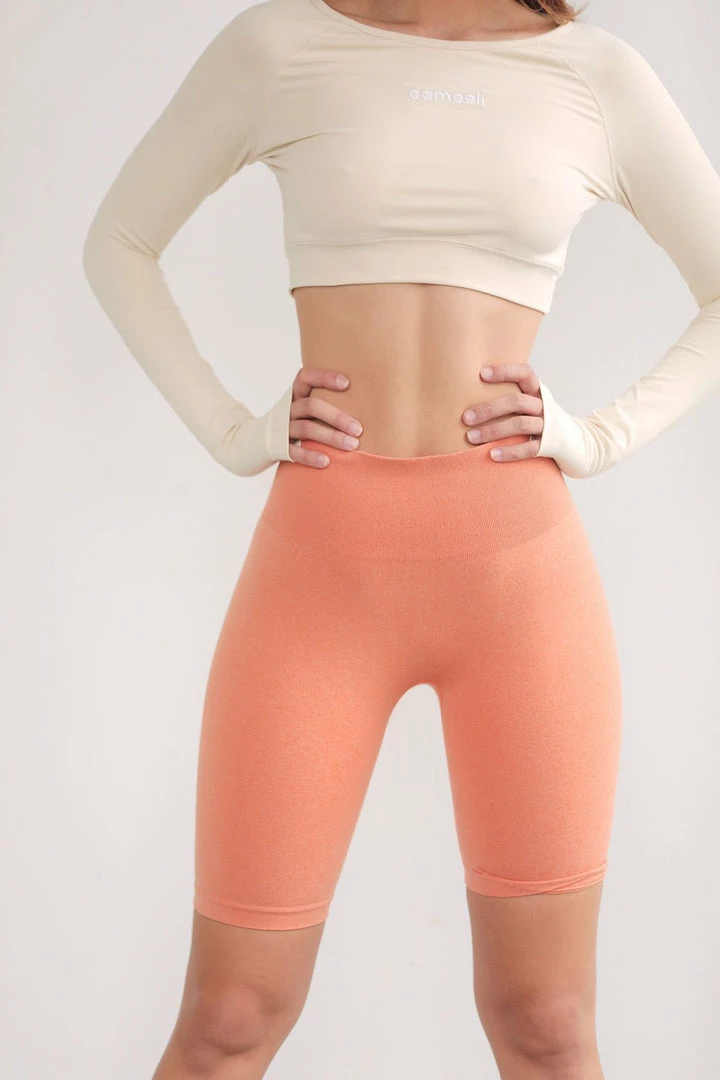 Cameeli Orange Seamless Contour Biker Shorts