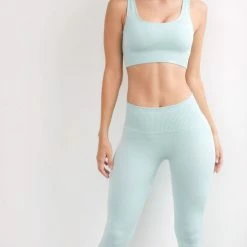 Cameeli Sky Blue Seamless Ribbed Leggings