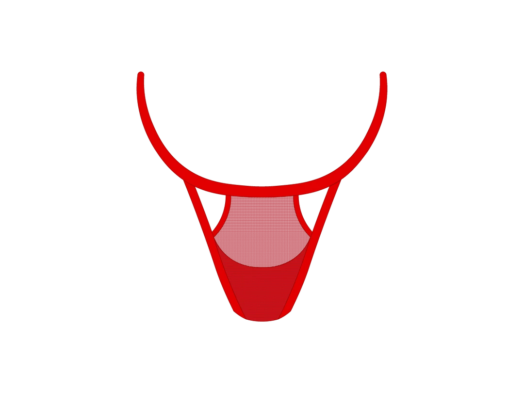 Boutine LA Red Mesh Peep Thong Panty