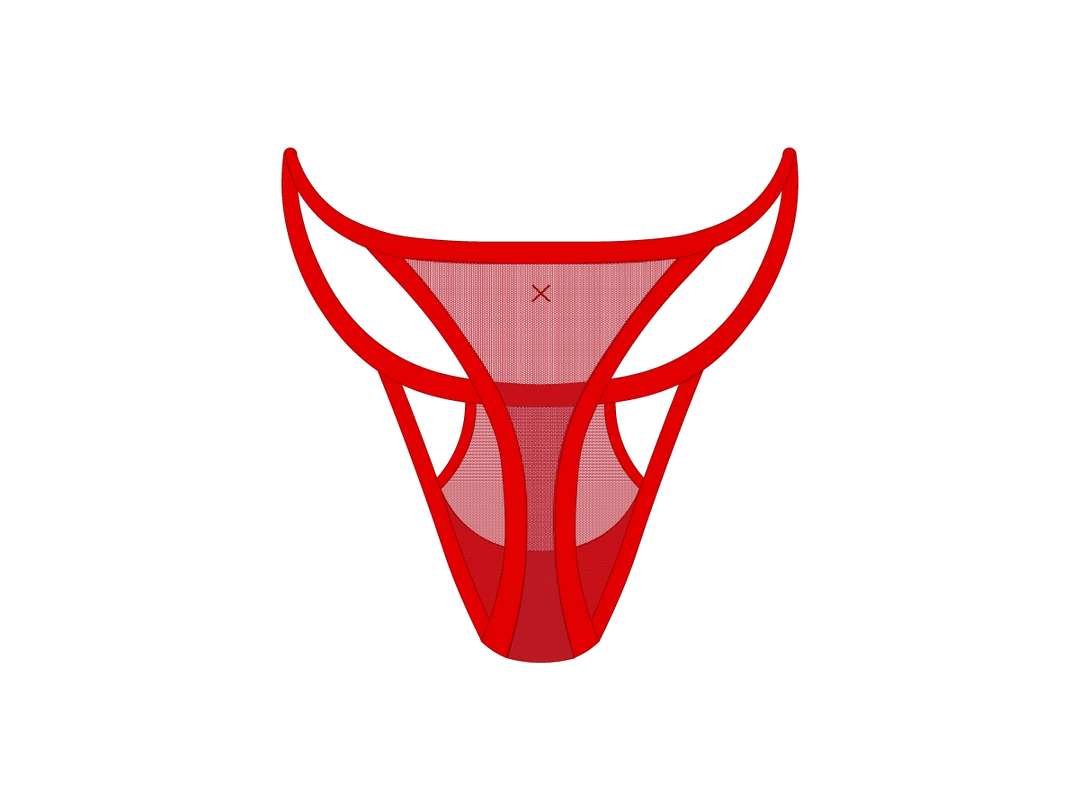 Boutine LA Red Mesh Peep Thong Panty