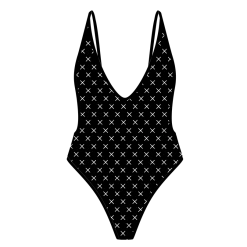 Boutine LA ONE PIECES Black Logo Print Retro One-Piece