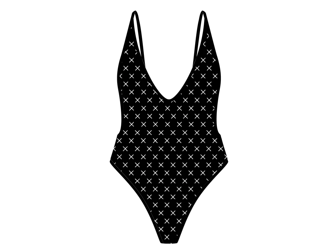 Boutine LA ONE PIECES Black Logo Print Retro One-Piece