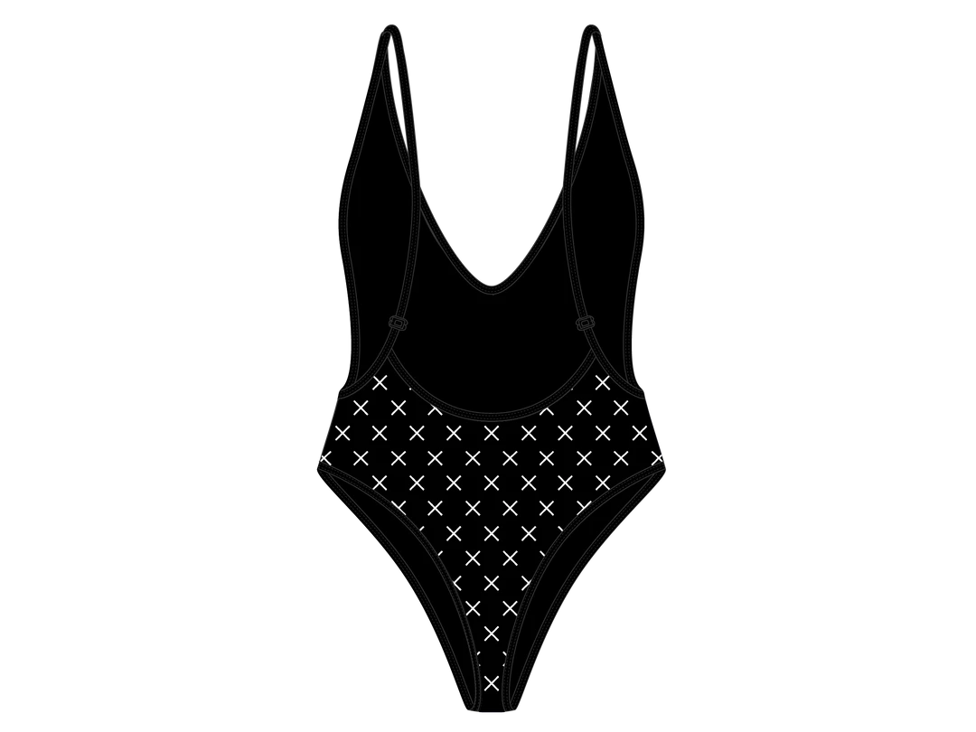 Boutine LA ONE PIECES Black Logo Print Retro One-Piece