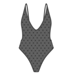Boutine LA Black-Grey Logo Print Retro One-Piece ONE PIECES