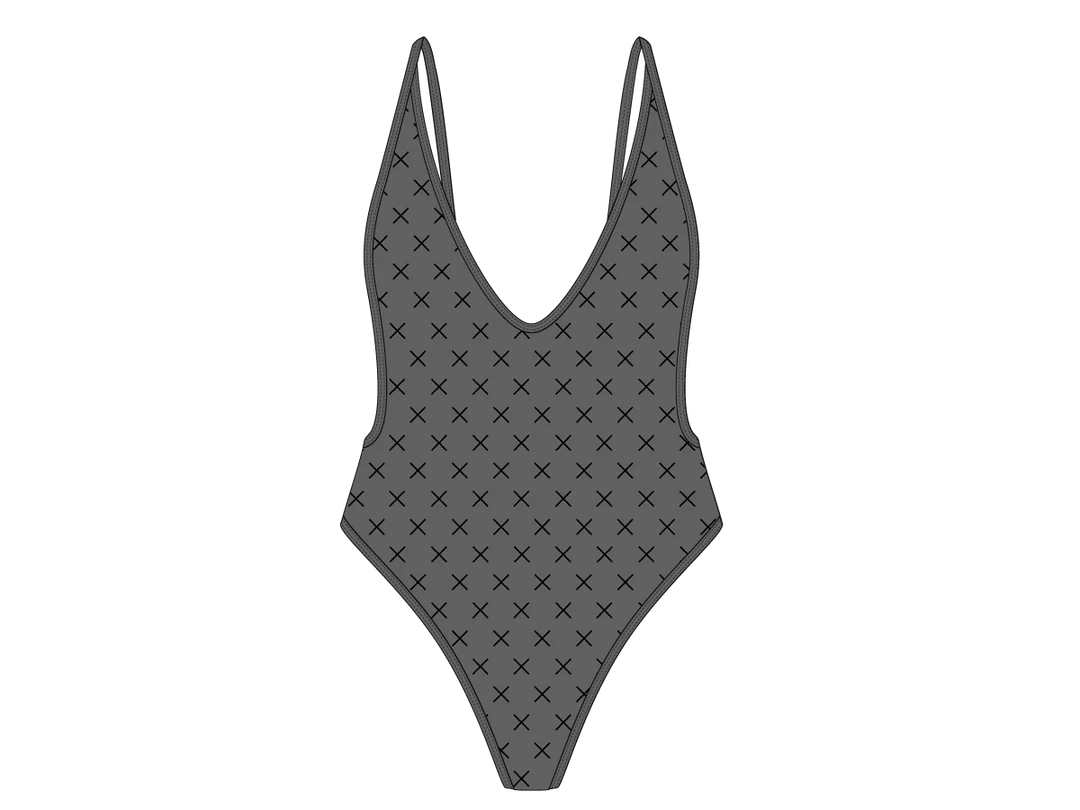 Boutine LA Black-Grey Logo Print Retro One-Piece ONE PIECES