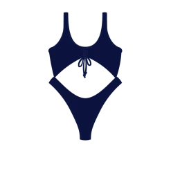 Basicallyswim Midnight Blue Front Tie One Piece ONE PIECES