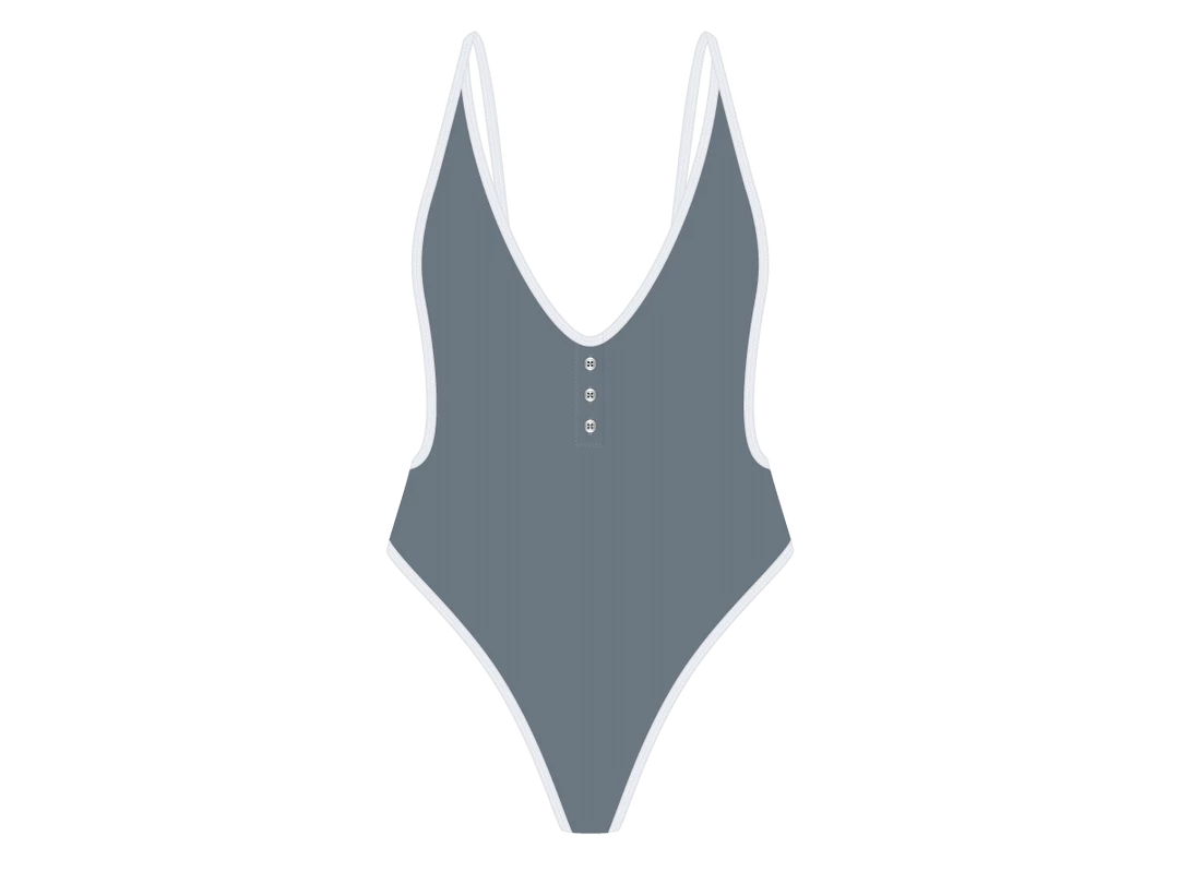 Chooks Los Angeles ONE PIECES Ocean Blue Adjustable Ribbed Retro One-piece