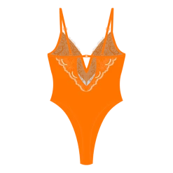 ChooksLA Wild Orange Lace Bodysuit