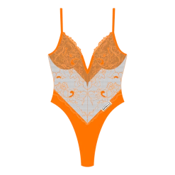 ChooksLA Wild Orange Lace Bodysuit